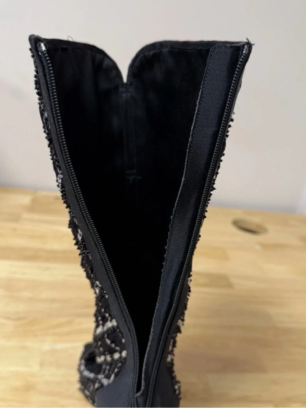 RARE CHANEL SAMPLE High Heels Side Zip Black Sz 38